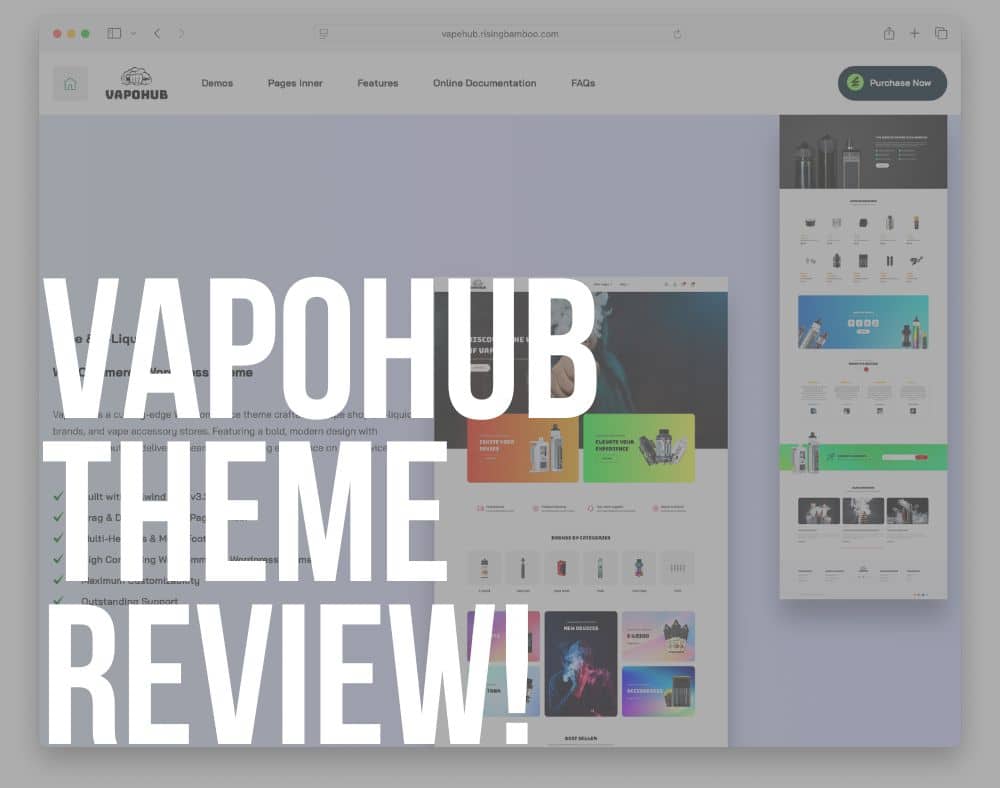 vapohub wordpress theme review for vape and e-liquid shops