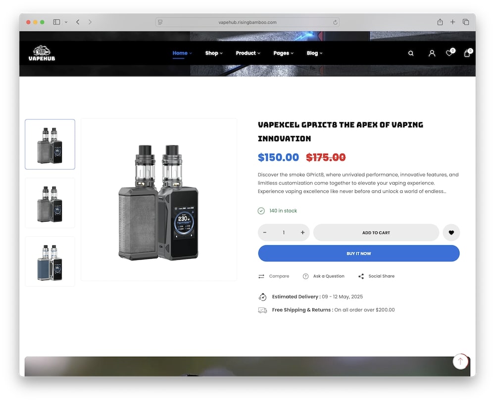 vapohub wordpress theme conversion focused designs