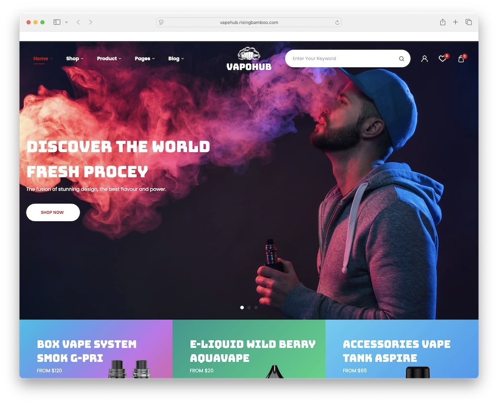 vapohub wordpress theme for vape and e-liquid shops