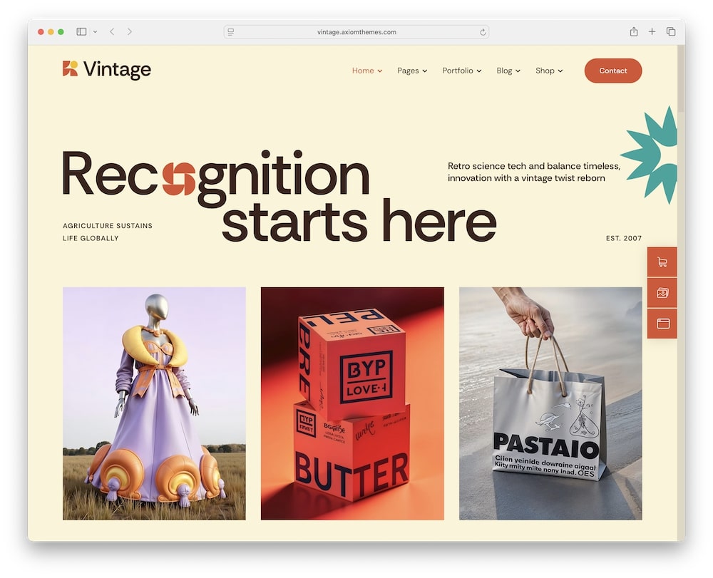 vintage wordpress theme one click demo data import