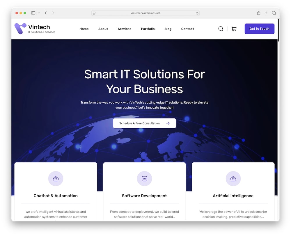 vintech wordpress theme one click demo import