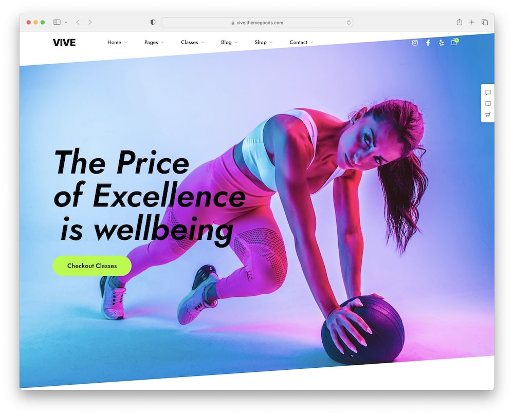 vive personal trainer wordpress theme