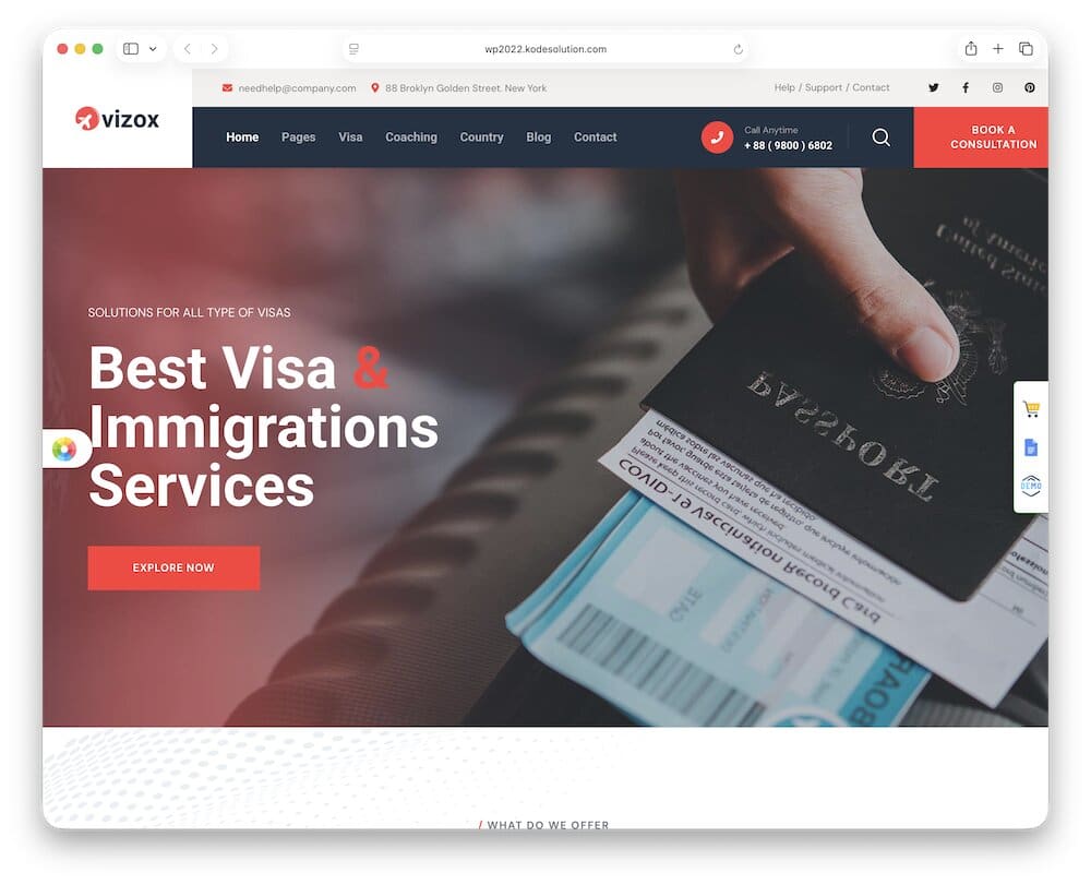 vizox immigration wordpress theme