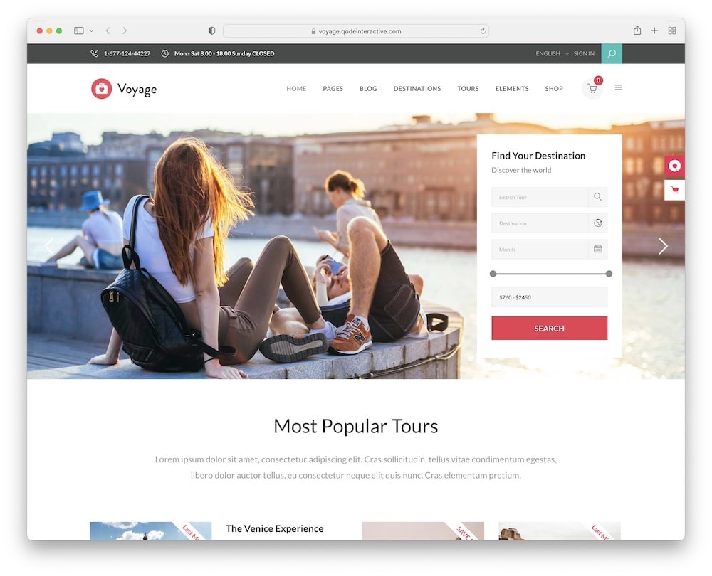 voyage travel wordpress theme