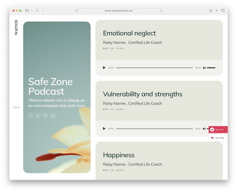warren wordpress theme podcast module