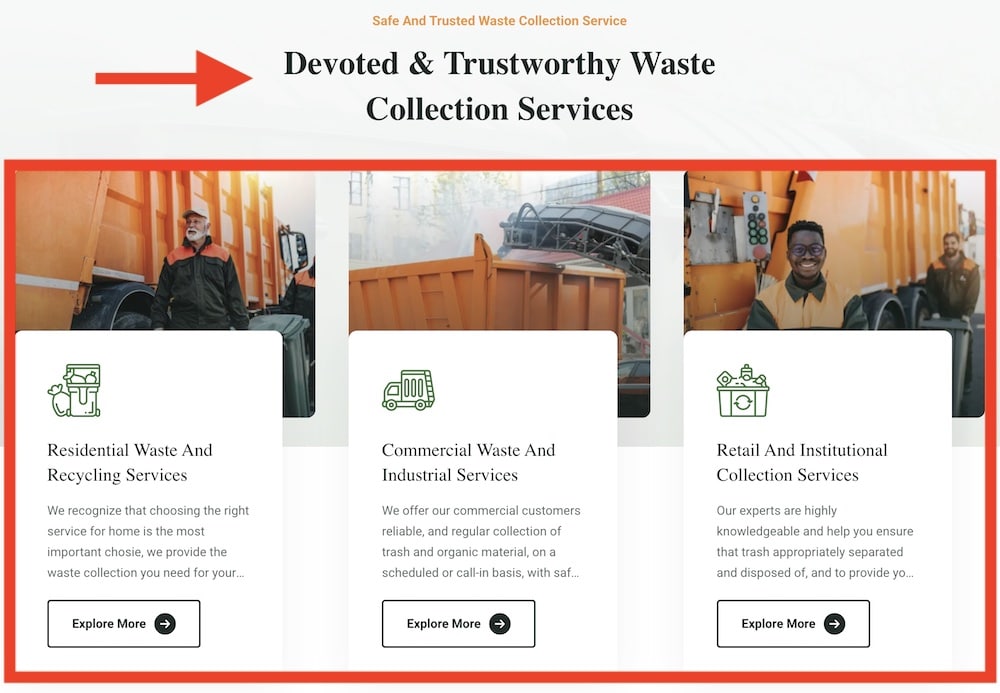 waste removal service pages
