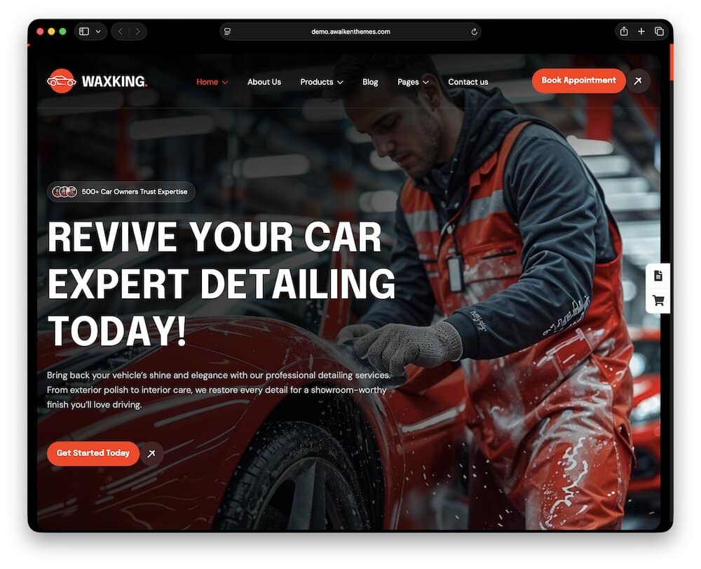 waxking car detailing wordpress theme