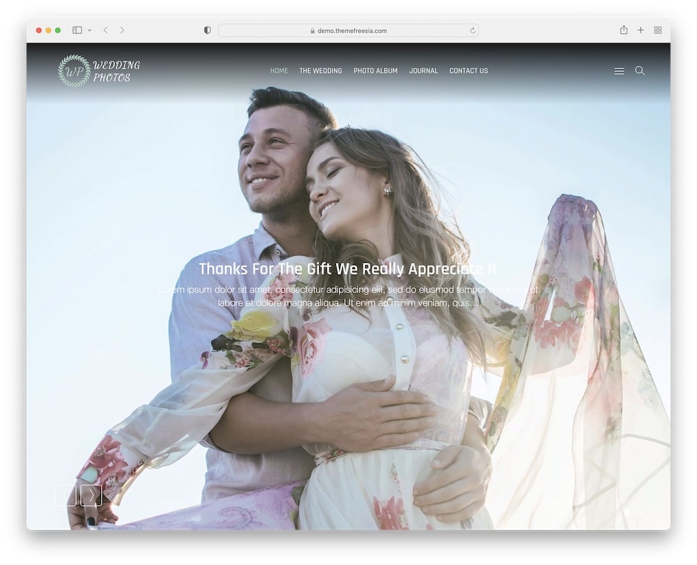 wedding photos free wordpress photography theme