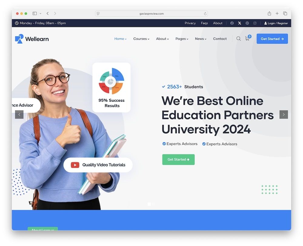 wellearn wordpress theme for online education websites