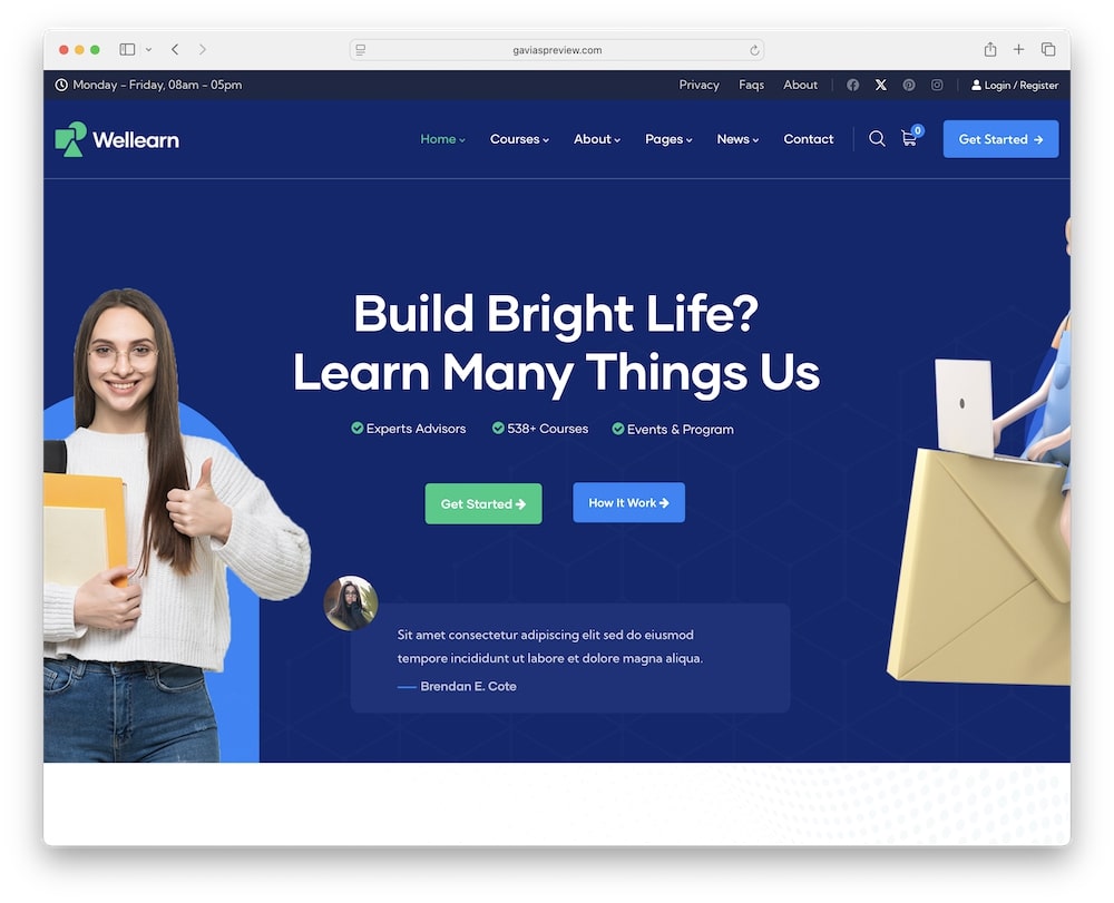 wellearn wordpress theme homepage demos