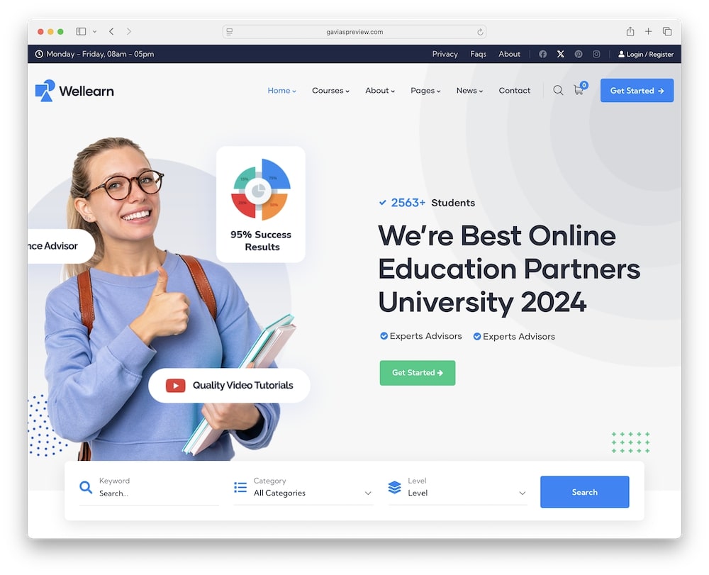 wellearn wordpress theme test