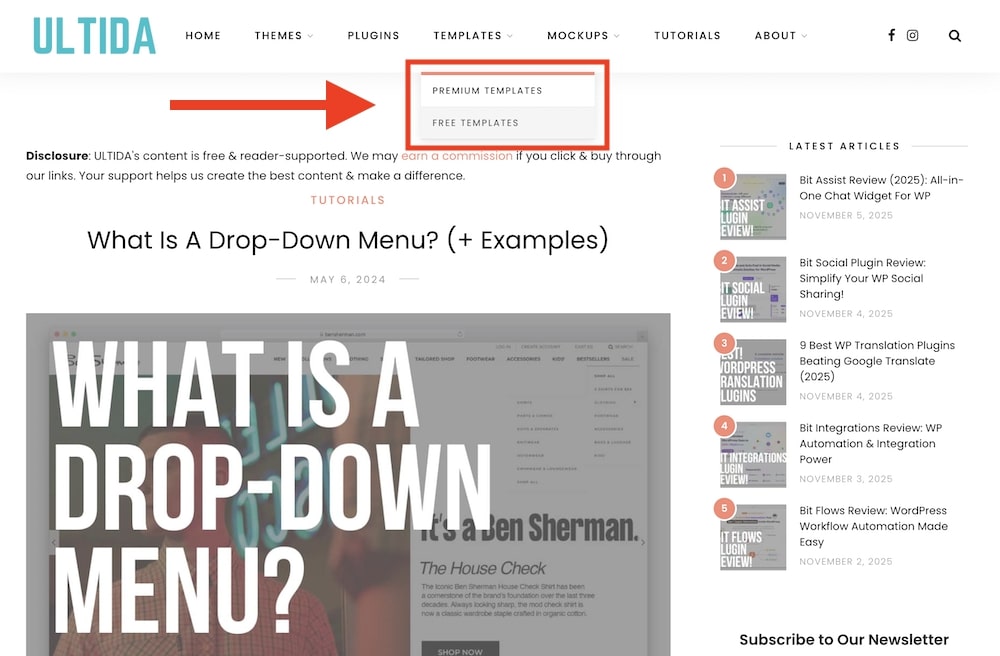 what is a drop down menu in web design