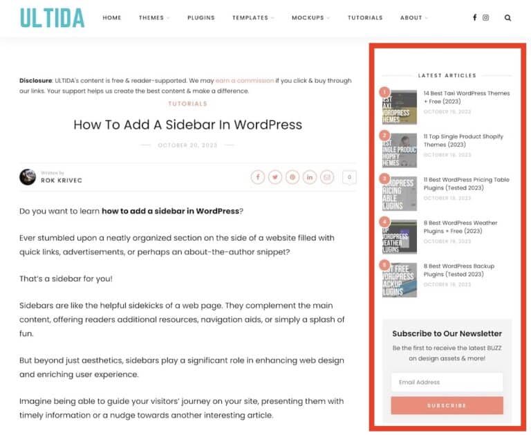 How To Add A Sidebar In WordPress? ULTIDA