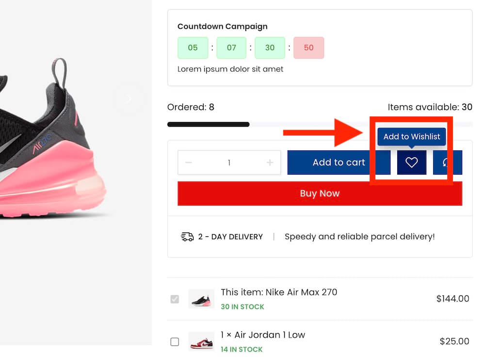 wishlist and shoes comparison