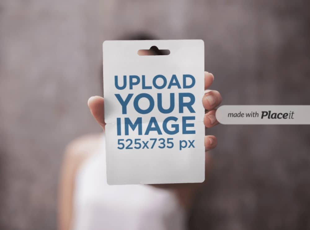 woman holding a gift card mockup