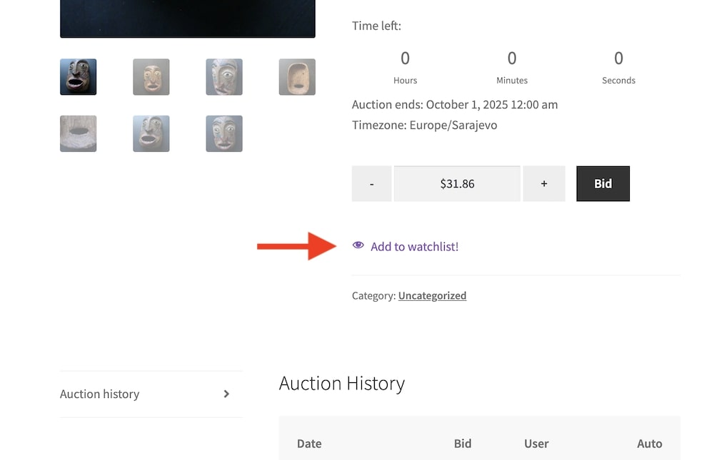 woocommerce simple auctions plugin wishlist