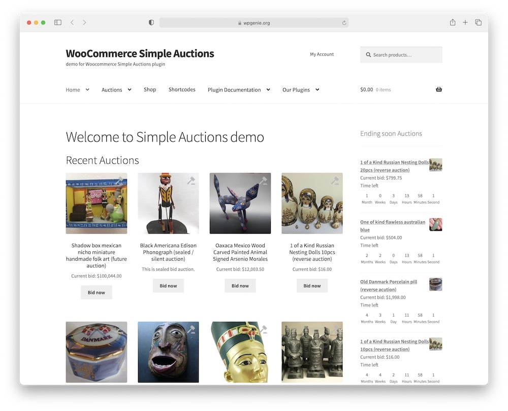 woocommerce simple auctions plugin