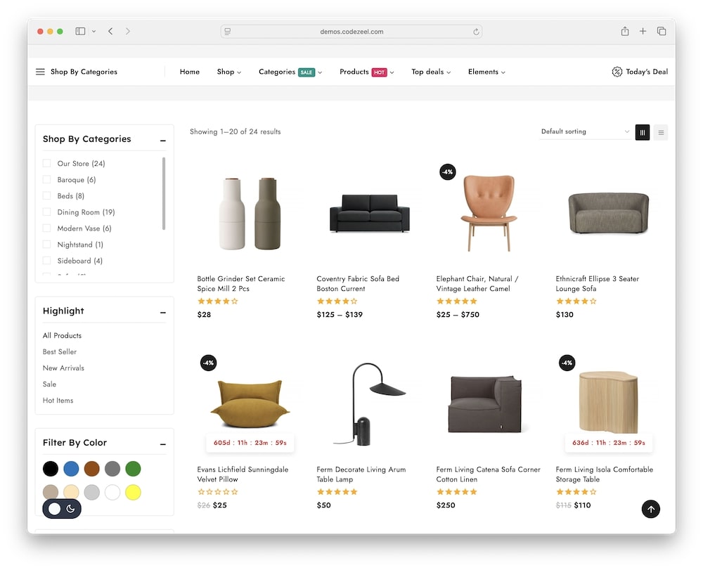 woodisa wordpress theme shop and product pages