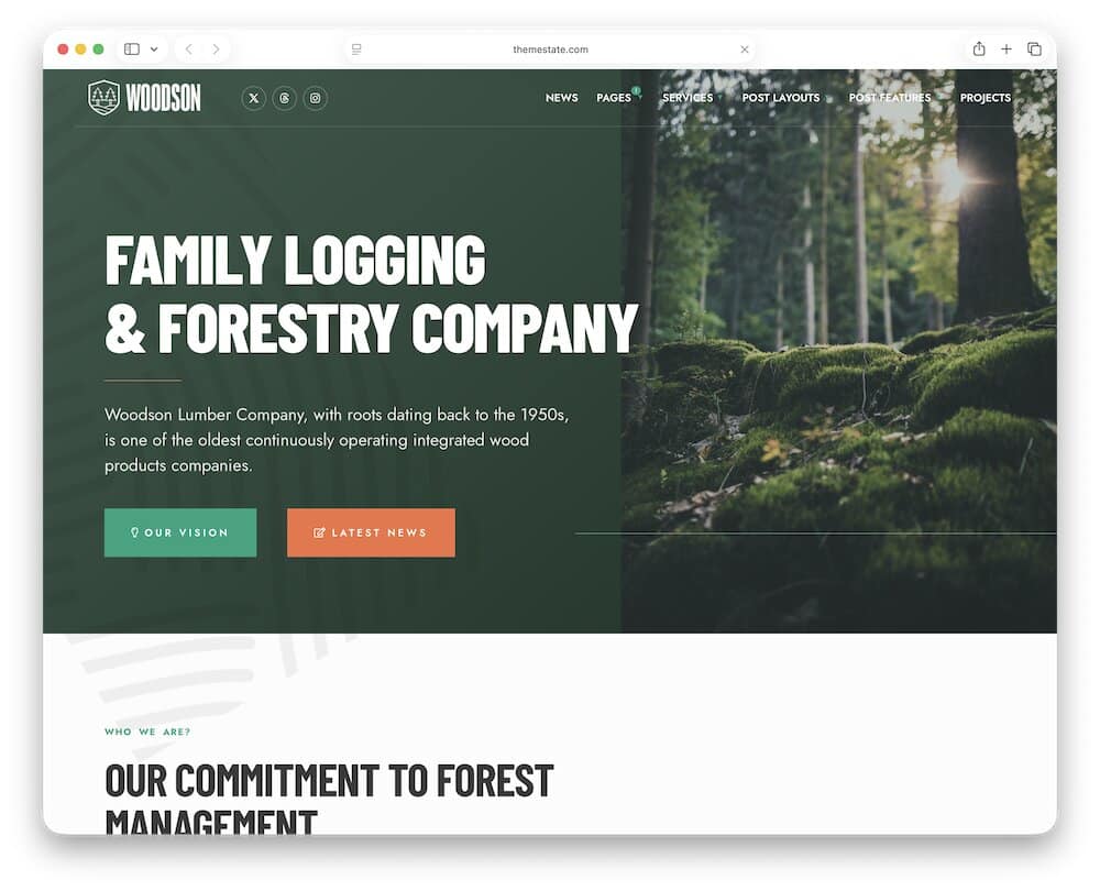 woodson forestry wordpress theme