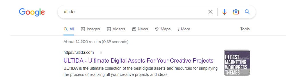 wordpress site title example in google search