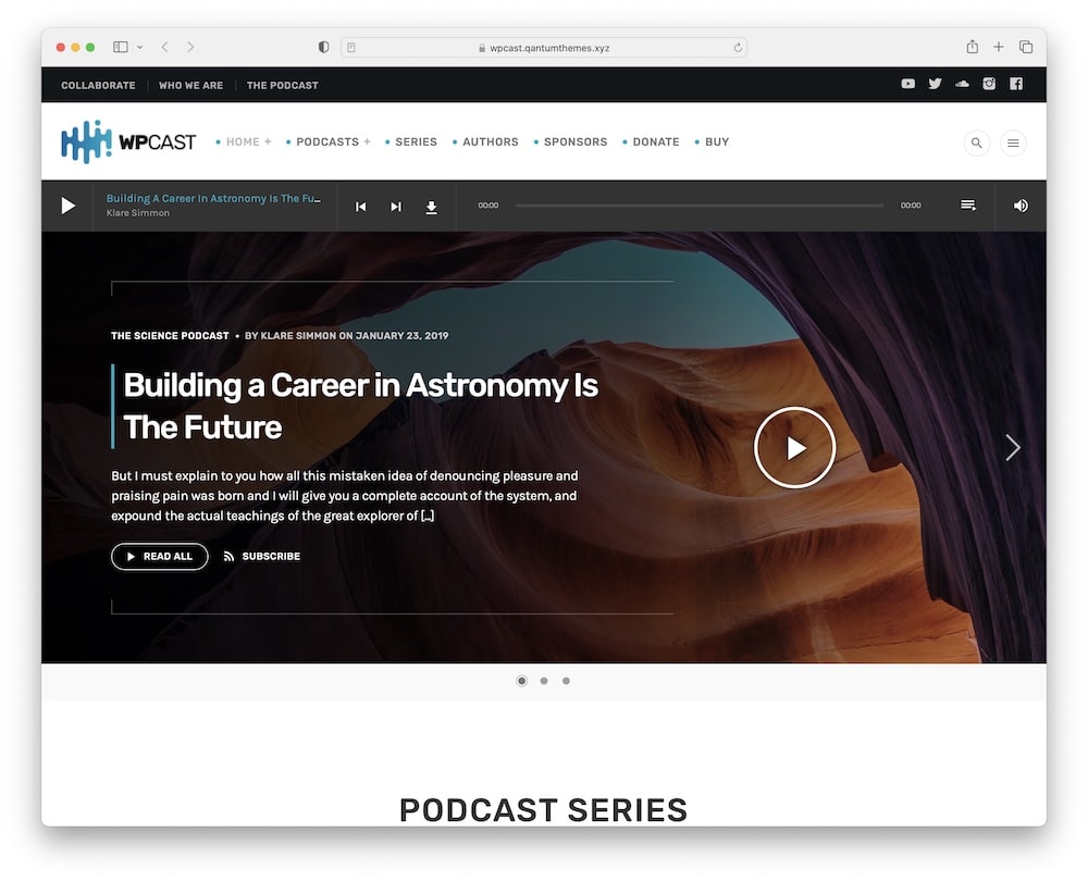 wpcast podcast wordpress theme