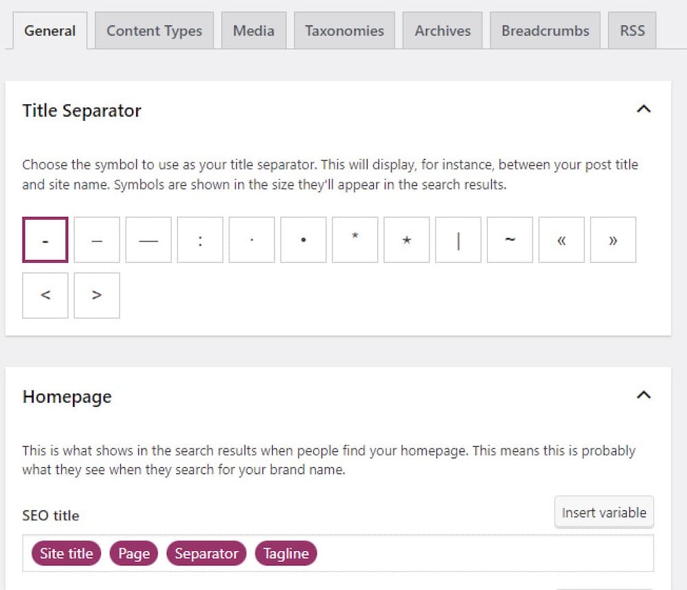 yoast seo title general settings