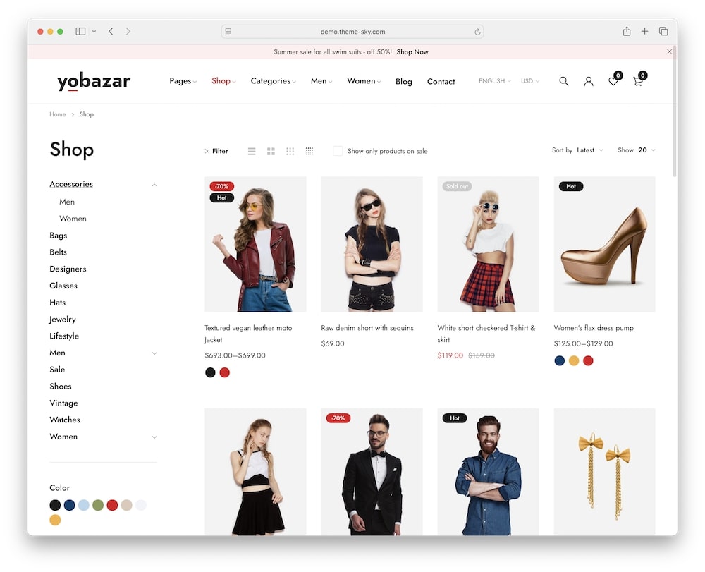 yobazar theme ajax shop filters