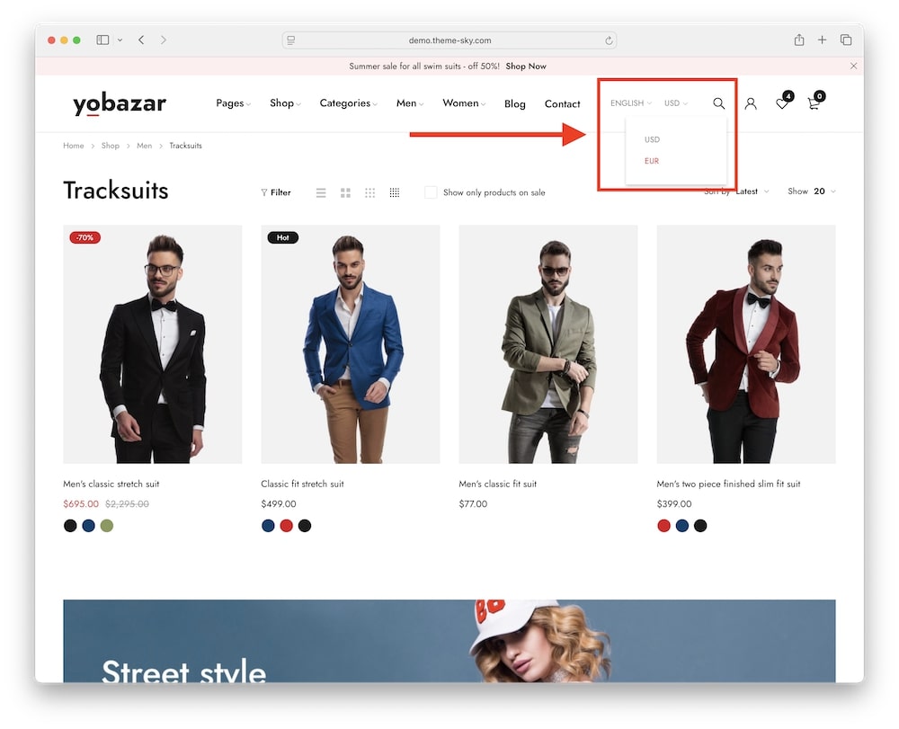 yobazar theme multi currency multilingual