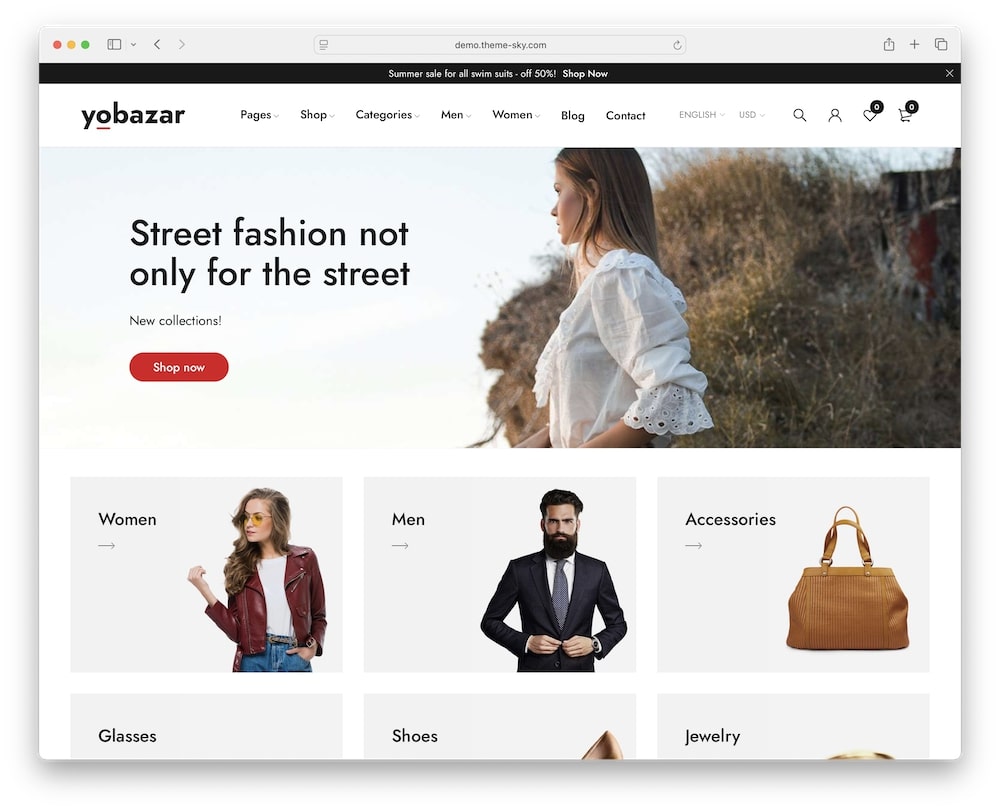 yobazar wordpress theme for fashion industry