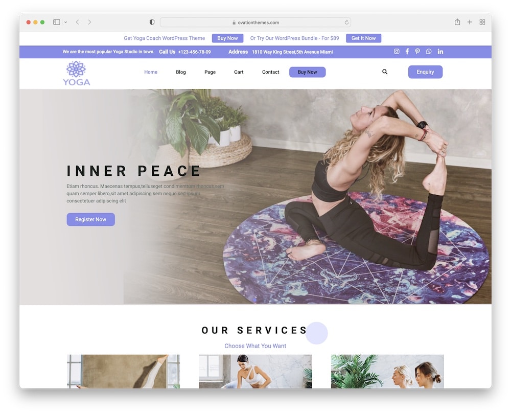 yoga coach free wordpress theme