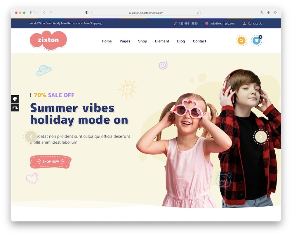 zixton woocommerce baby fashion theme