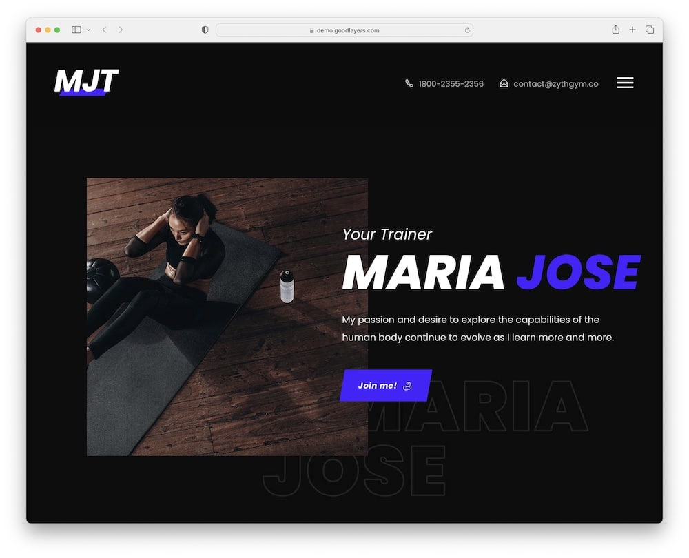 zyth personal trainer wordpress theme